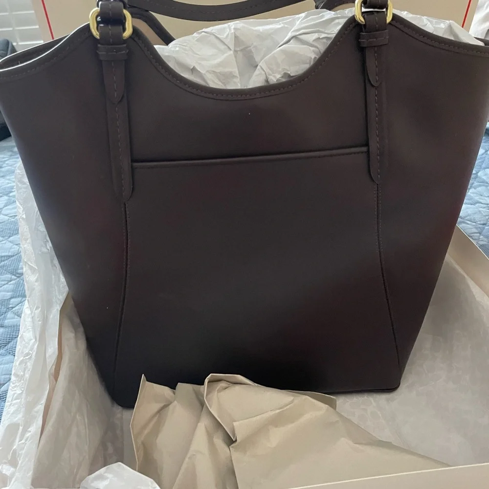 Coach Dark Brown Leather Tote - Picture 2 of 7